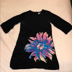 Black knee length dress with Bright Flower